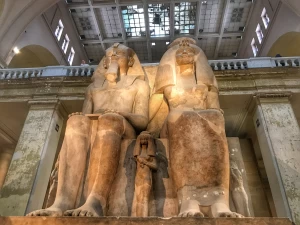 Interior of the Egyptian Museum showcasing ancient artifacts and treasures