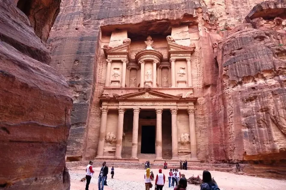 Famous Rock-Cut Temple In The Ancient City Of Petra, Jordan