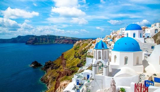 The village of Oia on the island of Santorini Greece.