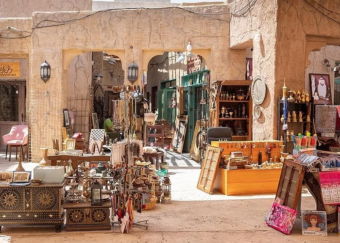 Traditional wooden boats floating on the sea in Old Dubai