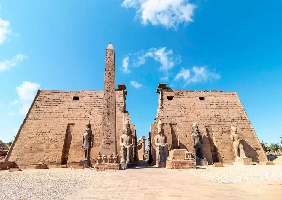Panoramic view of Luxor Temple in Luxor featuring iconic ancient Egyptian architecture