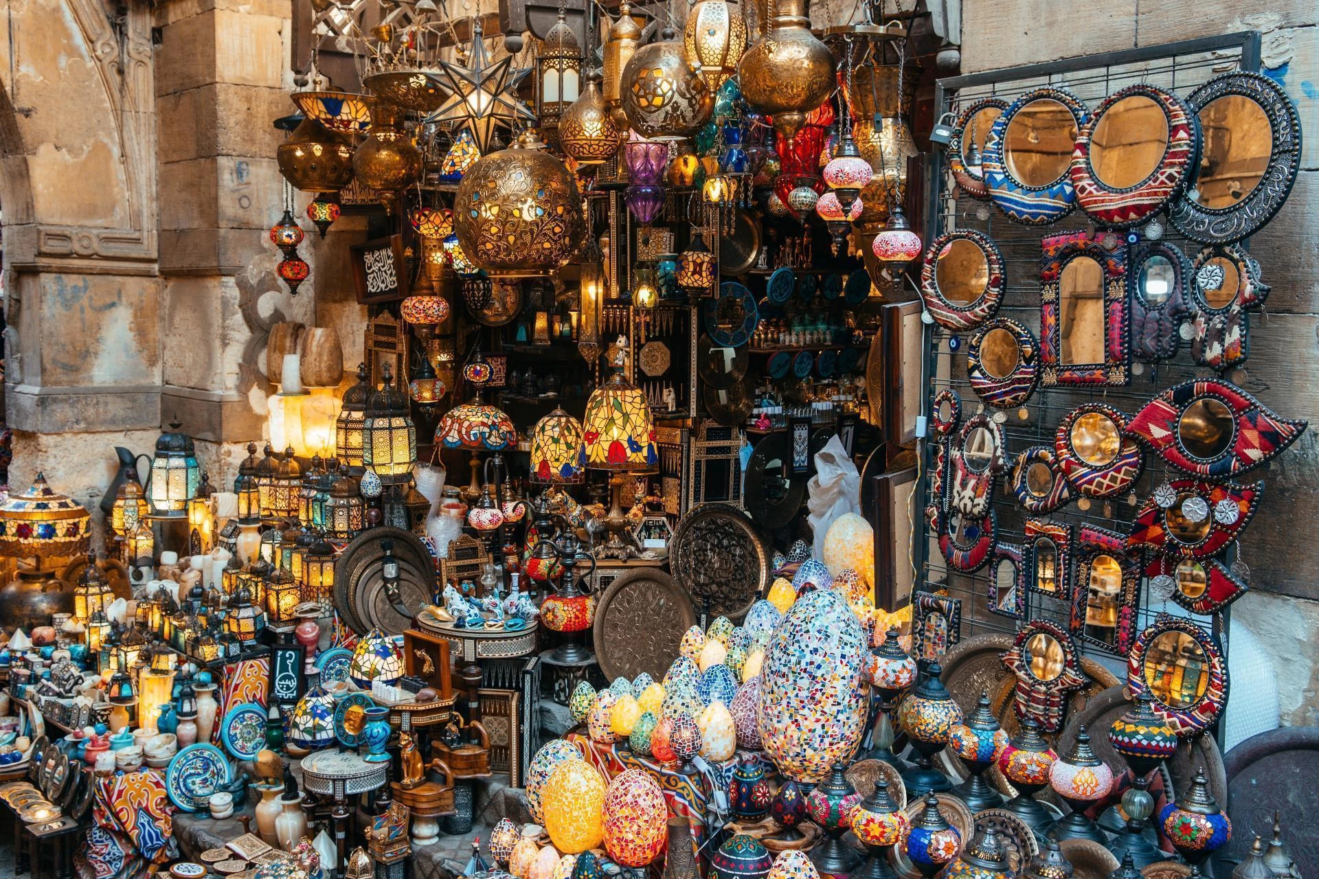 Pyramids of Giza and Khan El-Khalili Bazaars