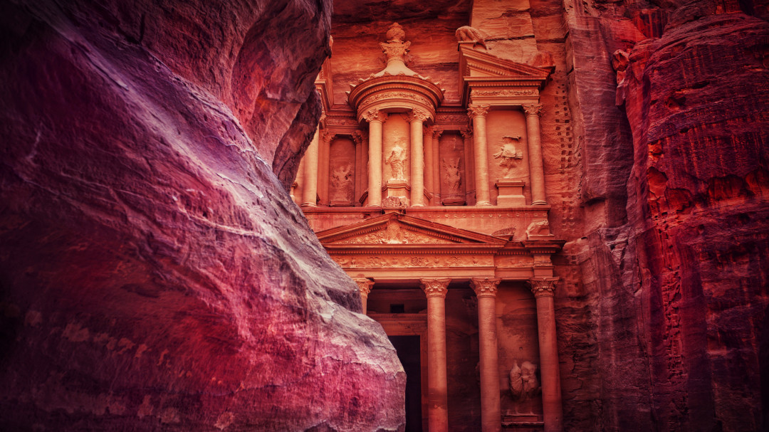 The Petra Archaeological Reserve is visited by tourists from all over the world. This ancient Nabatean city is directly carved into the rock and is referred to by many as the "Rose-Red City" because of the color of the stone. Known as the Petra wonder of the world